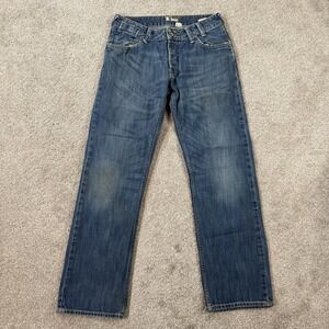 H&M Bragg Straight Leg Blue Denim Jeans 33x34 Classic Five Pocket Casual